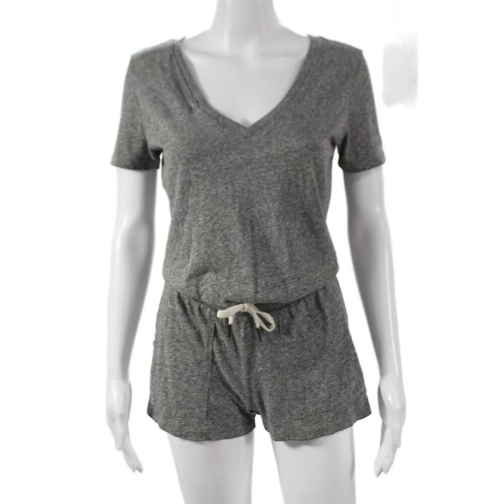Philanthropy Womens Romper Gray V-Neck Short Sleeve Size XS